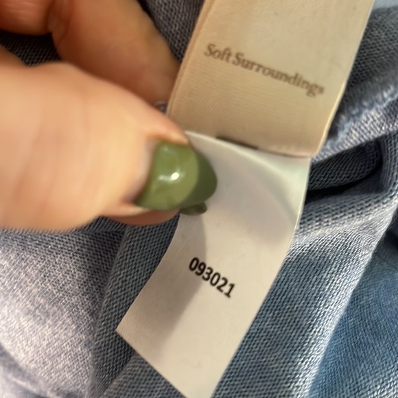 Soft Surroundings B’Call Tunic Top Cowl Neck NWT Blue Size XS Petite So Soft - Picture 10 of 11